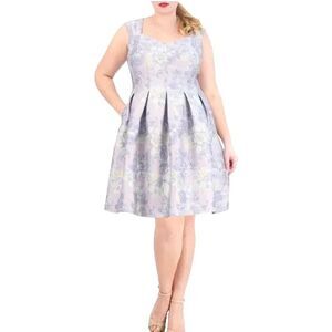Vince Camuto Purple Gold Floral Jacquard Fit & Flare Cocktail Dress Sz 22W ***